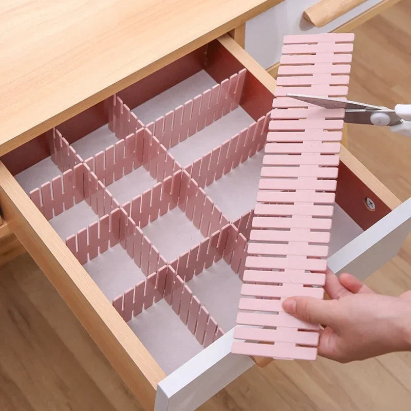 4pcs Household Adjustable Drawer Divider Storage Cabinet Underwear Socks Free Separation Plastic Board Drawer Organizer
