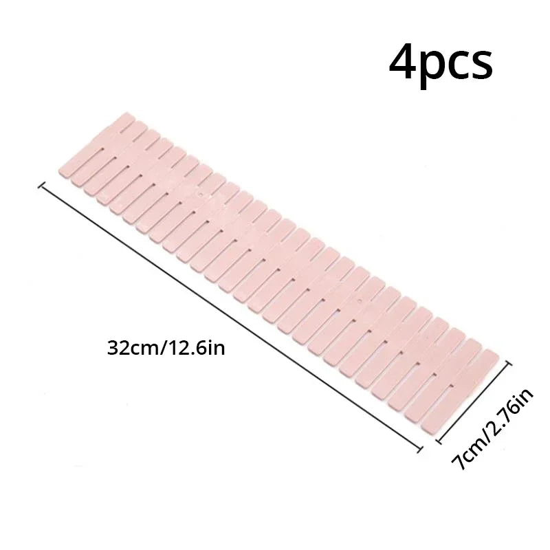 4pcs Household Adjustable Drawer Divider Storage Cabinet Underwear Socks Free Separation Plastic Board Drawer Organizer
