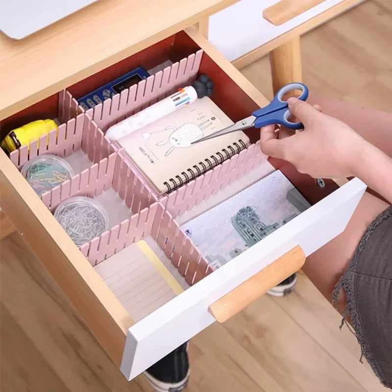 4pcs Household Adjustable Drawer Divider Storage Cabinet Underwear Socks Free Separation Plastic Board Drawer Organizer