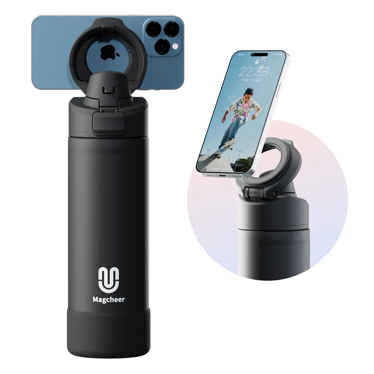 Stylish BPA-free water bottle with magnetic lid