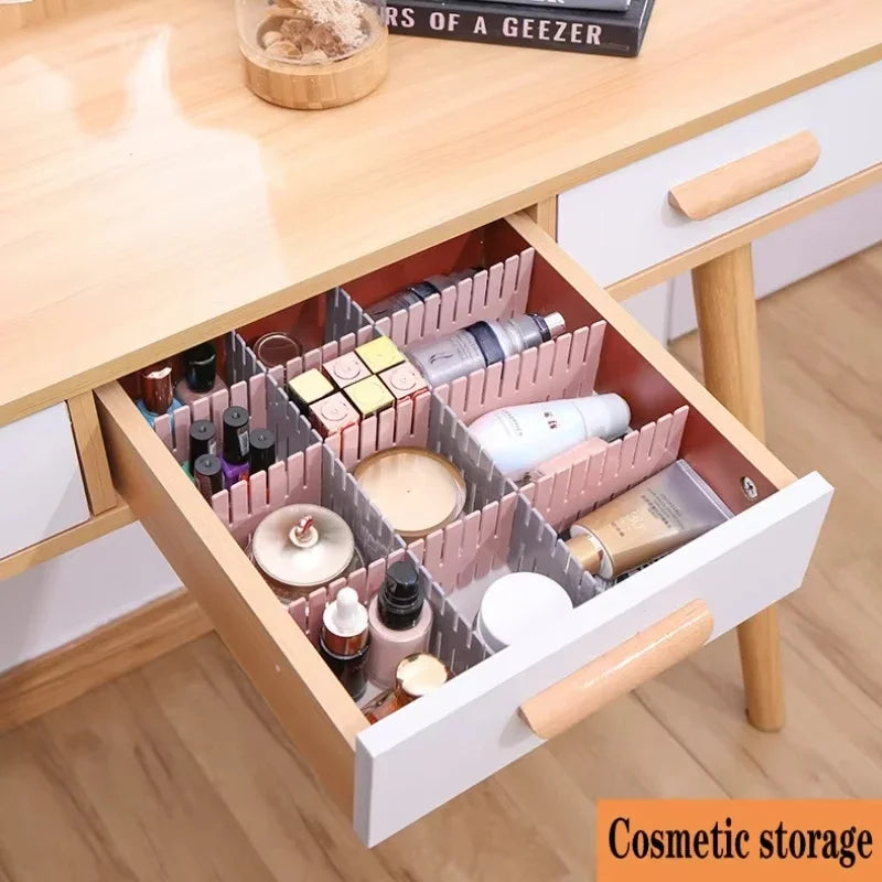 4pcs Household Adjustable Drawer Divider Storage Cabinet Underwear Socks Free Separation Plastic Board Drawer Organizer